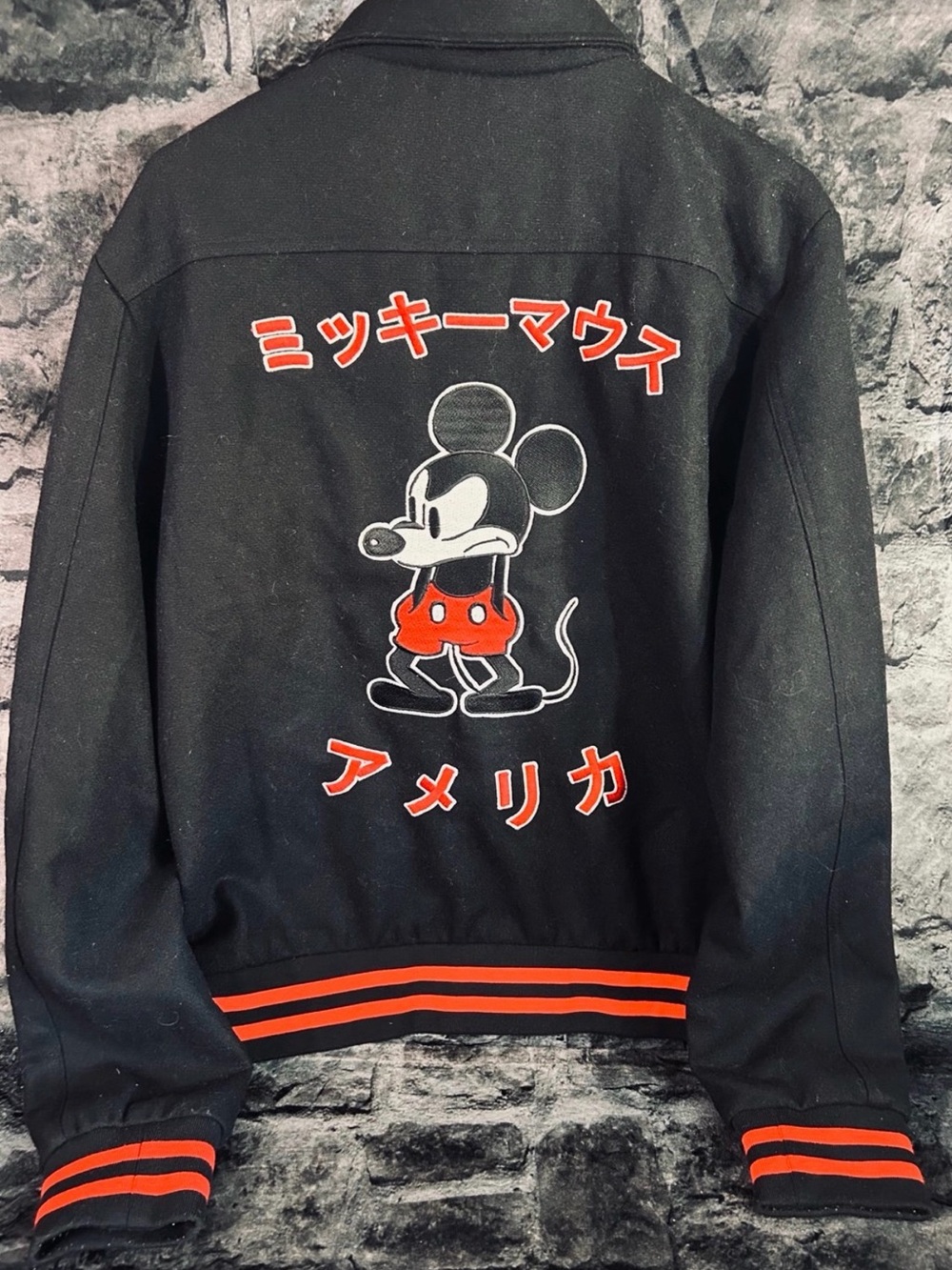 Disney Black Bomber Jacket with Red Mickey Graphic